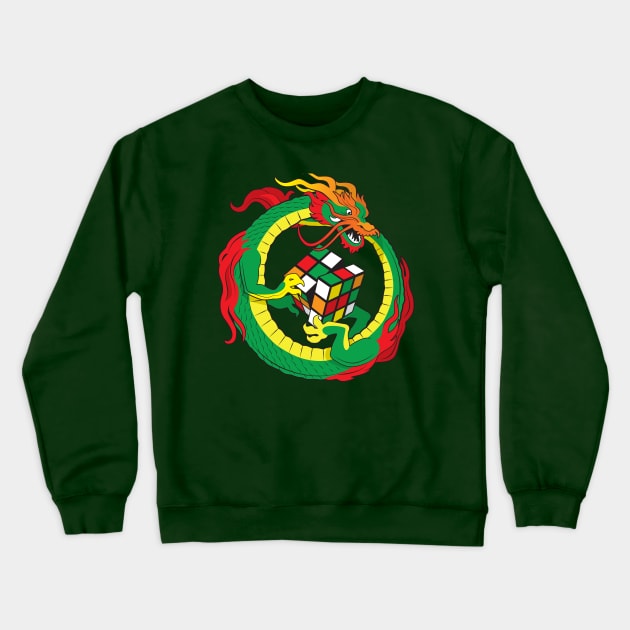 Rubik's cube dragon Crewneck Sweatshirt by goldengallery